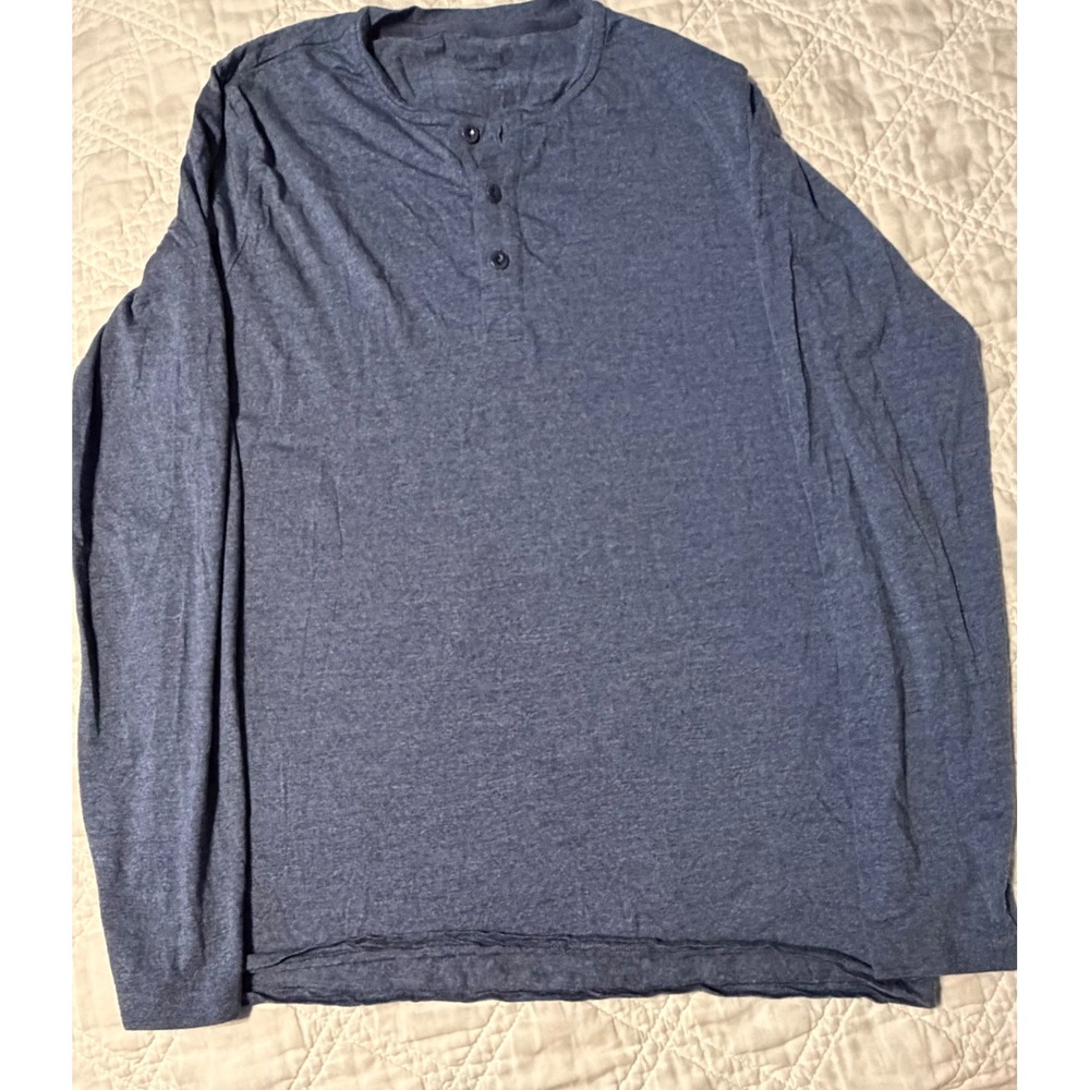 Taylor Stitch Henley Mens 40 M Blue Merino Base Layer Long Sleeve Shirt